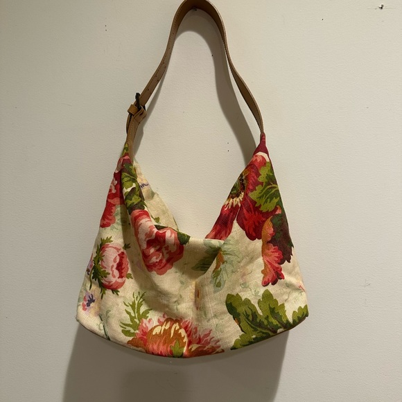 Furla canvas floral shoulder bag - Picture 1 of 8